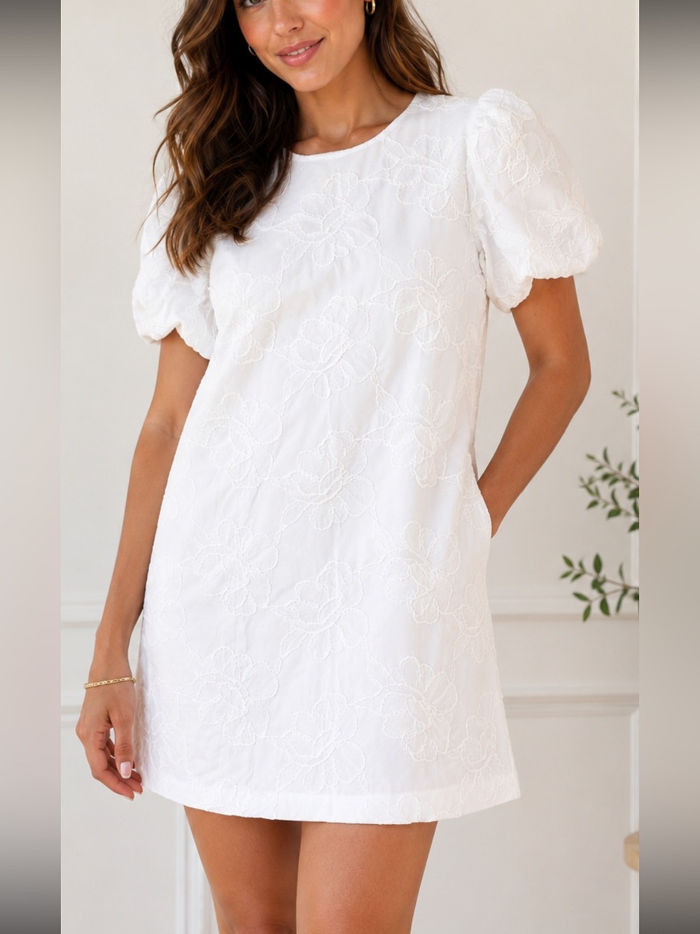 J.CREW Women’s White Cotton Embroidered Floral Shift Dress Size 2 NWT